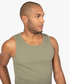 debardeur uni en maille cotelee homme vert polosA647001_2