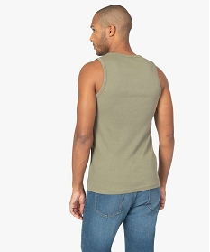 debardeur homme uni en maille cotelee vert tee-shirtsA647001_3