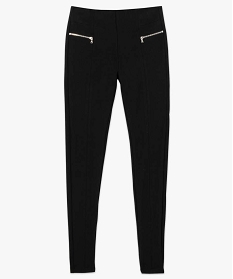 leggings femme en maille milano avec fausses poches zippees noirA647601_4