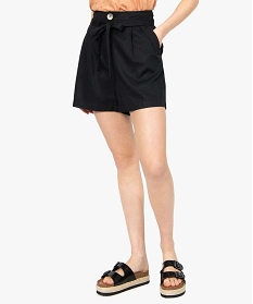short femme en lyocell coupe large noir shortsA648001_1
