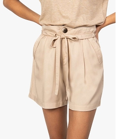 short femme en lyocell coupe large beige shortsA648101_2