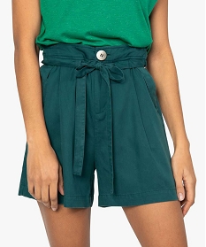 short femme en lyocell coupe large vert shortsA648201_2