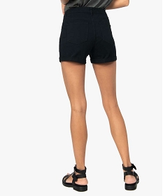 short femme facon denim avec revers cousus noir shortsA648401_3