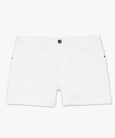 short femme facon denim avec revers cousus blanc shortsA648501_4