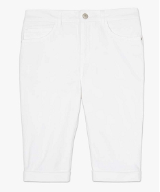 bermuda slim en coton extensible femme blanc vif shortsA648801_4