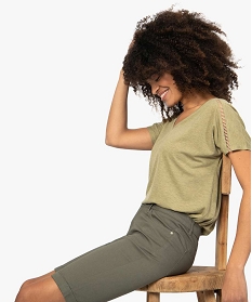 bermuda femme en coton extensible vert shortsA648901_1