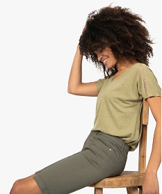 GEMO Bermuda slim en coton extensible femme Vert