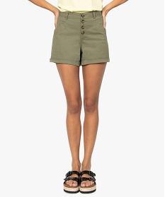 short femme ample taille haute avec poches fantaisie vert shortsA649101_1