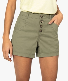 short femme ample taille haute avec poches fantaisie vert shortsA649101_2