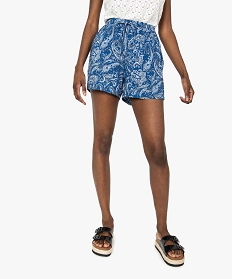 short imprime en maille fluide avec taille elastiquee femme imprime shortsA649301_1