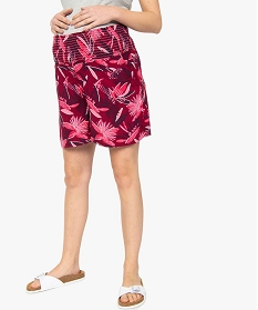 GEMO Short maternité fleuri avec large ceinture smockée Imprimé