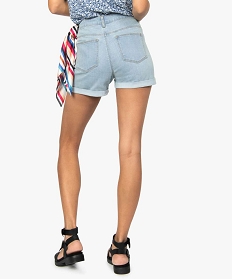 short femme en jean avec revers cousus bleu shortsA650101_3