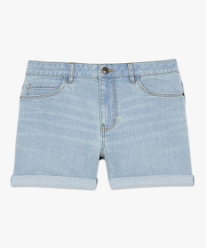 short femme en jean avec revers cousus bleu shortsA650101_4