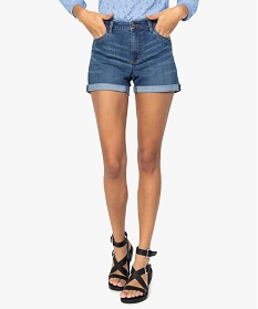 short femme en jean avec revers cousus bleu shortsA650201_1