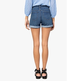 short femme en jean avec revers cousus bleu shortsA650201_3