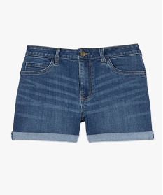 short femme en jean avec revers cousus bleu shortsA650201_4