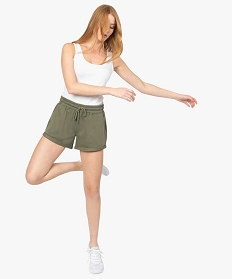 short femme en maille coupe large vert shortsA650501_1