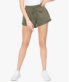 short femme en maille coupe large vert shortsA650501_2