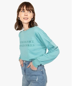 sweat femme non molletonne avec message vert sweatsA651601_2