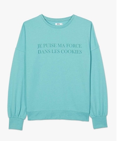 sweat femme non molletonne avec message vert sweatsA651601_4