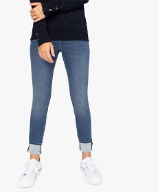 GEMO Jean femme coupe skinny taille haute Bleu