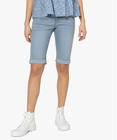 GEMO Bermuda femme en jean avec revers blanc chine
