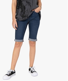bermuda femme en jean avec revers bleu shortsA657101_2