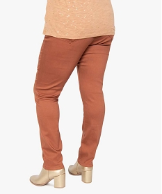 pantalon femme coupe slim en toile extensible brun pantalons et jeansA659501_3