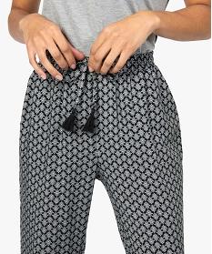 pantalon femme en matiere fluide imprimee gris pantalonsA663001_2