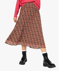 jupe femme plissee avec taille froncee imprime jupesA666401_1
