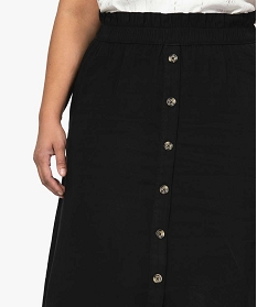 jupe femme midi a taille elastiquee avec boutons fantaisie noirA667101_2