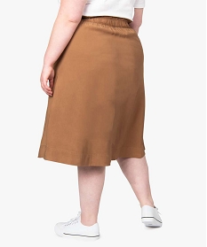 jupe femme midi a taille elastiquee avec boutons fantaisie brunA667201_3
