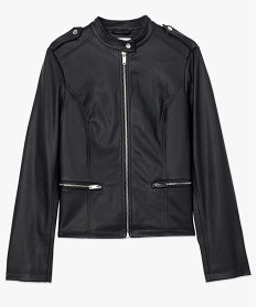 veste femme esprit biker avec zips metalliques noir vestesA667701_4