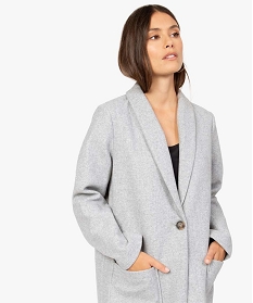 manteau femme avec grand col et fermeture bouton gris manteauxA668801_2