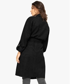 manteau femme en suedine avec ceinture noir manteauxA669001_3