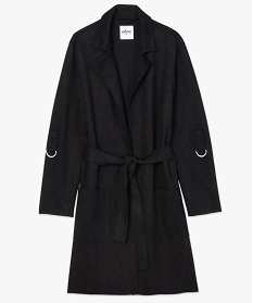 manteau femme en suedine avec ceinture noir manteauxA669001_4