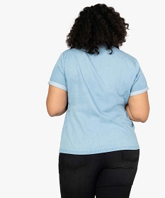 chemise femme grande taille en jean a smocks bleu chemisiersA670001_3