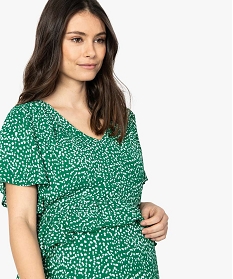 blouse de grossesse imprimee a manches courtes avec volants brunA670601_2