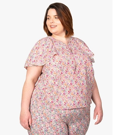 blouse femme grande taille imprimee avec volants sur les epaules imprime chemisiers et blousesA670701_1
