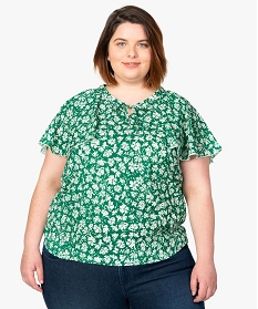 blouse femme grande taille imprimee avec volants sur les epaules imprime chemisiers et blousesA670801_1