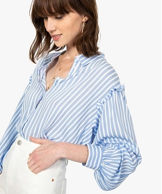 chemise femme en crepe avec empiecements fronces aux epaules imprimeA671101_2