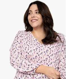blouse femme grande taille en voile plisse a motifs imprimeA671901_2
