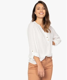 blouse femme en voile avec manches retroussables beigeA672801_1