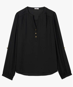 blouse femme en voile avec manches retroussables noir blousesA672901_4