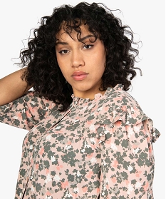 blouse femme grande taille a plastron a imprime floral imprime chemisiers et blousesA673201_2