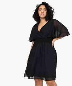 GEMO Robe femme grande taille en voile à taille smockée et motif fleuri Rose