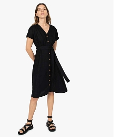 robe femme boutonnee en linviscose noir robesA678001_1