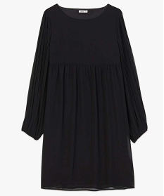 robe femme en voile avec manches plissees transparentes noirA678701_4