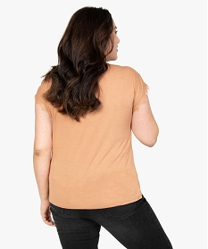 tee-shirt femme grande taille sans manches avec finitions dentelle orange t-shirts manches courtesA686401_3