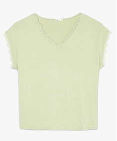 tee-shirt femme grande taille sans manches avec finitions dentelle vert t-shirts manches courtesA686501_4